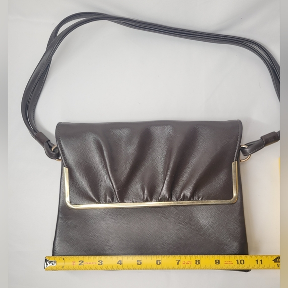 Vintage Brown Leather Shoulder Purse/Clutch Gold Tone Hardware - Picture 7 of 9